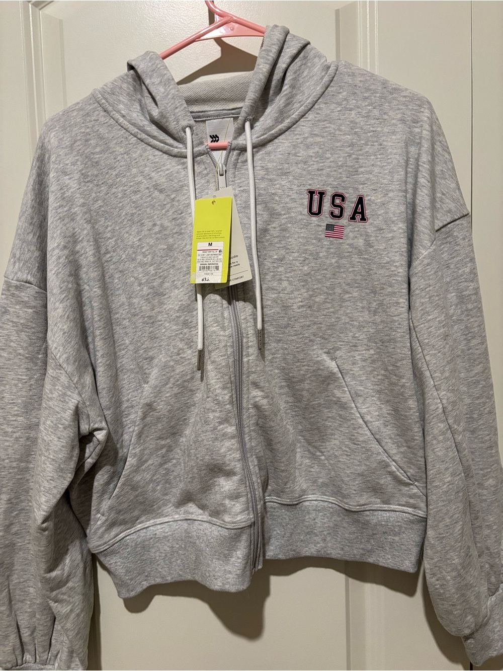 all in motion Light Gray USA Zip-Up Hoodie Sweater